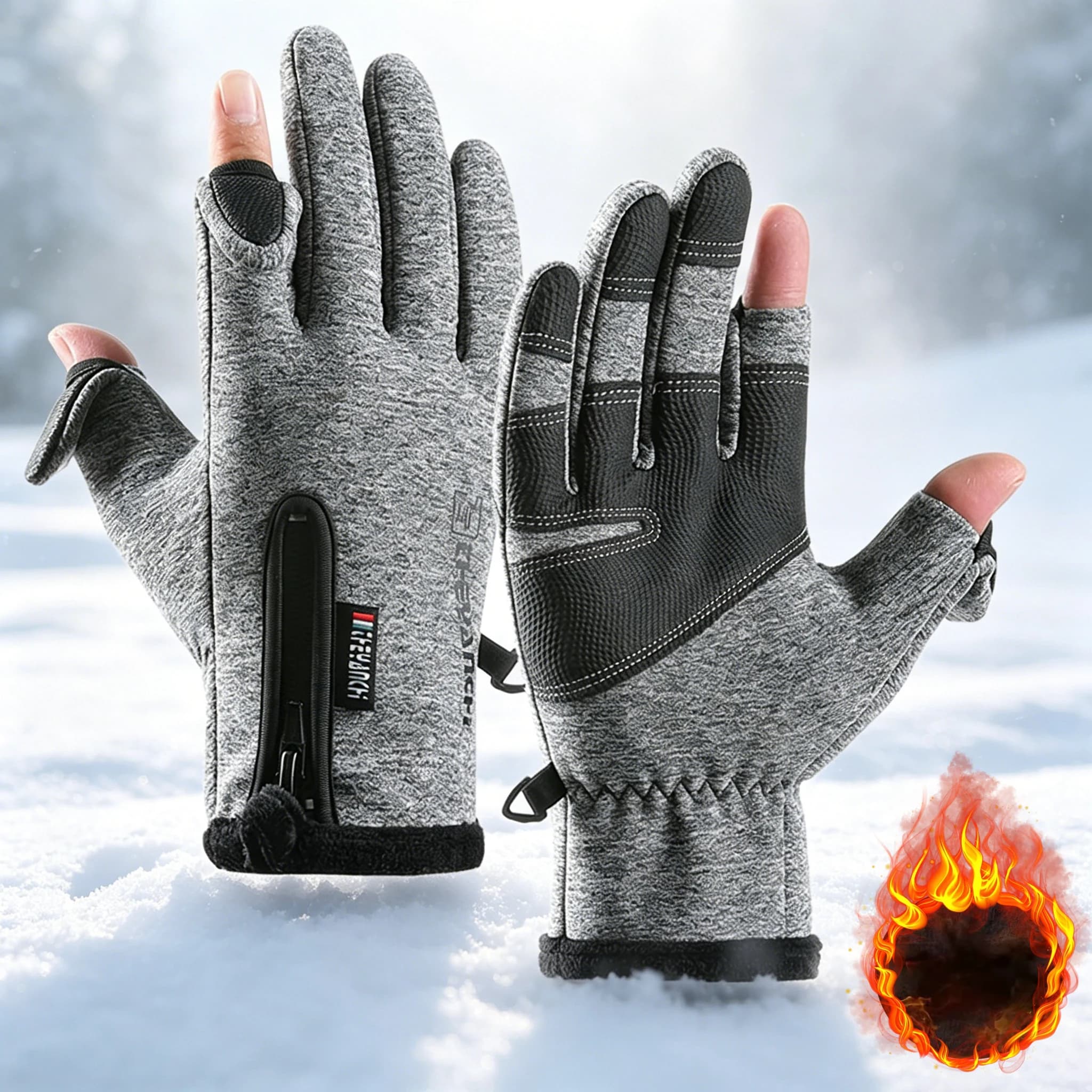 Winter Thermal Touch Screen Cycling Gloves Windproof Warm Fleece Lined Anti-slip Shock Absorb Bike Motorcycle Gloves For Outdoor