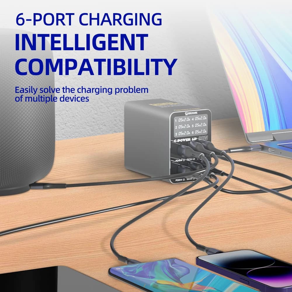 MECHANIC Portable Multi-Port Charger Intelligent Digital Display Multi-Compatibility with Multiple Protection for Fast Charging