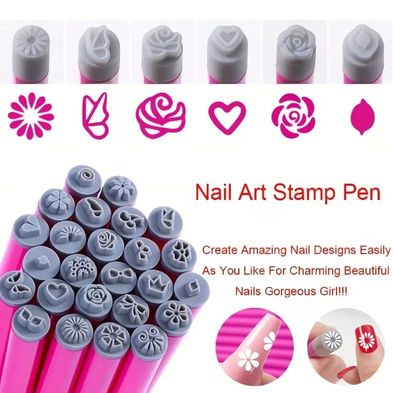 Set di 6/10 Penne per Stamping Unghie | Utensili per Stampa con Design a Fiori e Farfalle | 3S Quick Design, Essenziale per Principianti nel Set Manicure da Salone