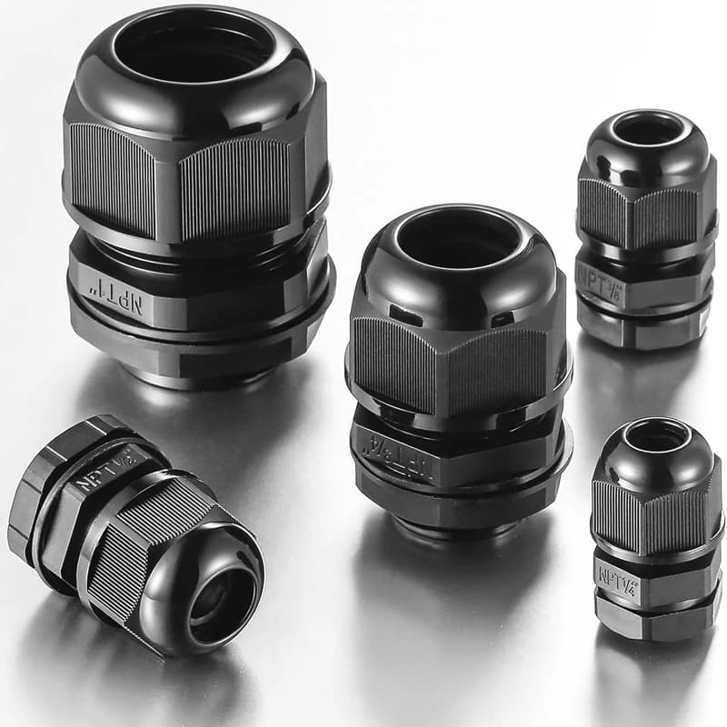 Pressacavo in nylon impermeabile IP68 Connettori per cavi antistrappo in plastica nylon regolabili NPT1/4" 3/8" 1/2" 3/4" Gestione dei cavi