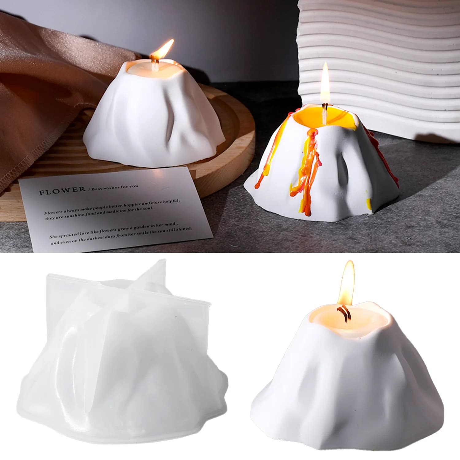 3D Snow Mountain Silicone Mold for Epoxy Resin DIY Candle Holder Wick Base Mould Winter Landscape Desktop Ornament Craft