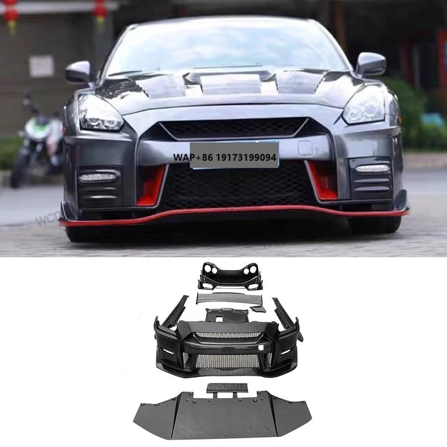 Nsm Style Carbon Fiber Body Kit for 2006-2018 GT-R GTR35 R35 PP Material Front Bumper Rear Bumper Diffuser Side Skirt Exhaust