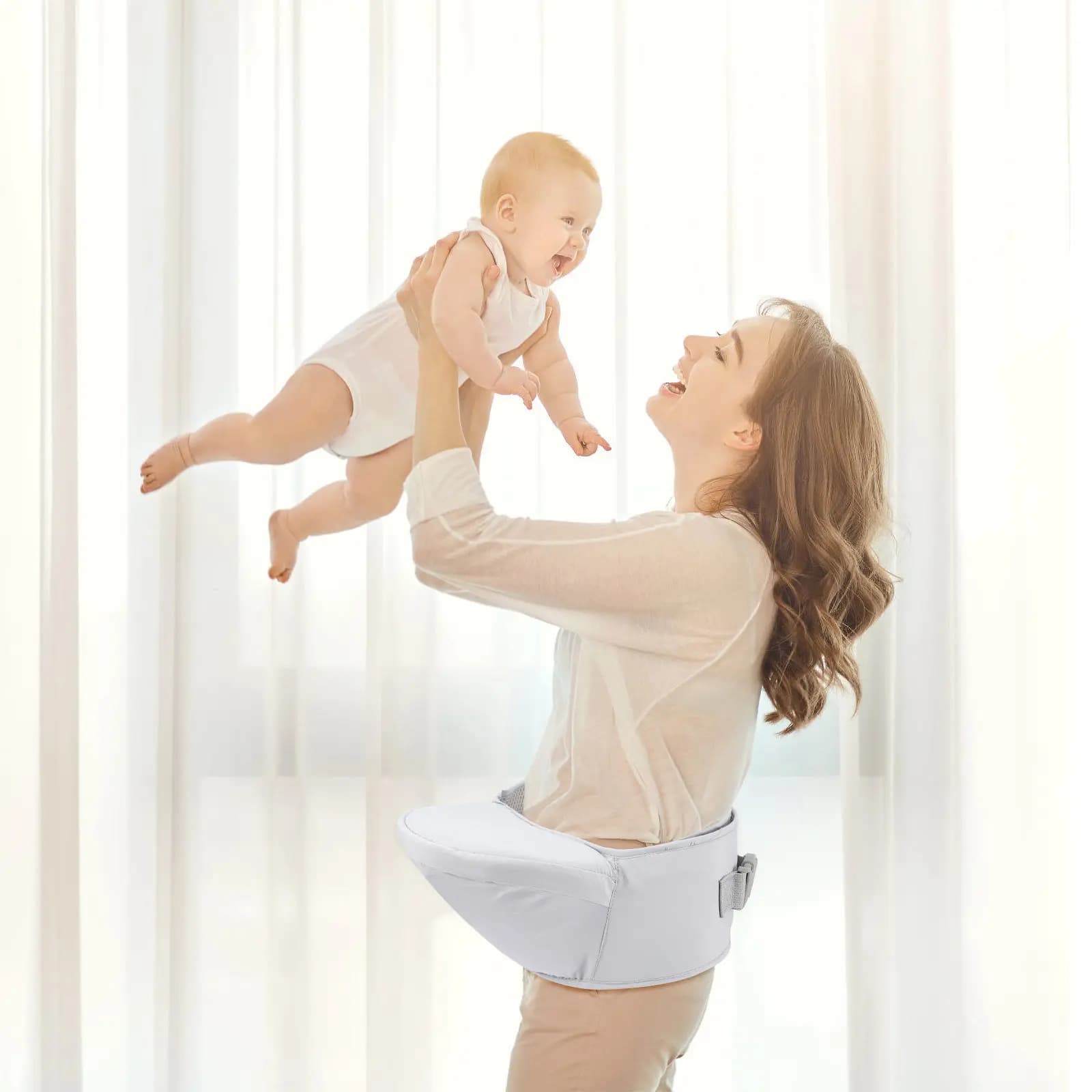 Seggiolino Ergonomico Porta Bambino da Vita per Neonati e Bambini, Leggero, da Viaggio, Portatile