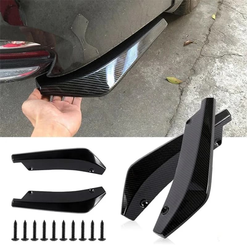 For Universal Car Rear Bumper Lip Diffuser ABS Carbon Fiber Black Styling Protective Exterior Body Kit Upgrade Trim Accessories