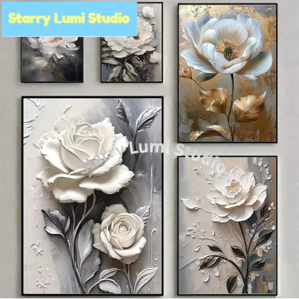 Nuovi Arrivi: Kit per Diamond Painting con Fiore Astratto Rosa Bianca, Regalo per Adulti, Mosaico Completo Quadrato o Rotondo, Decorazione Murale Artistica in Offerta