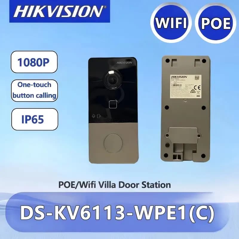 Hikvision DS-KV6113-WPE1(C) Videocitofono IP 2MP con WiFi, PoE e Lettore di Schede, Stazione Esterna Impermeabile IP65 per Villa