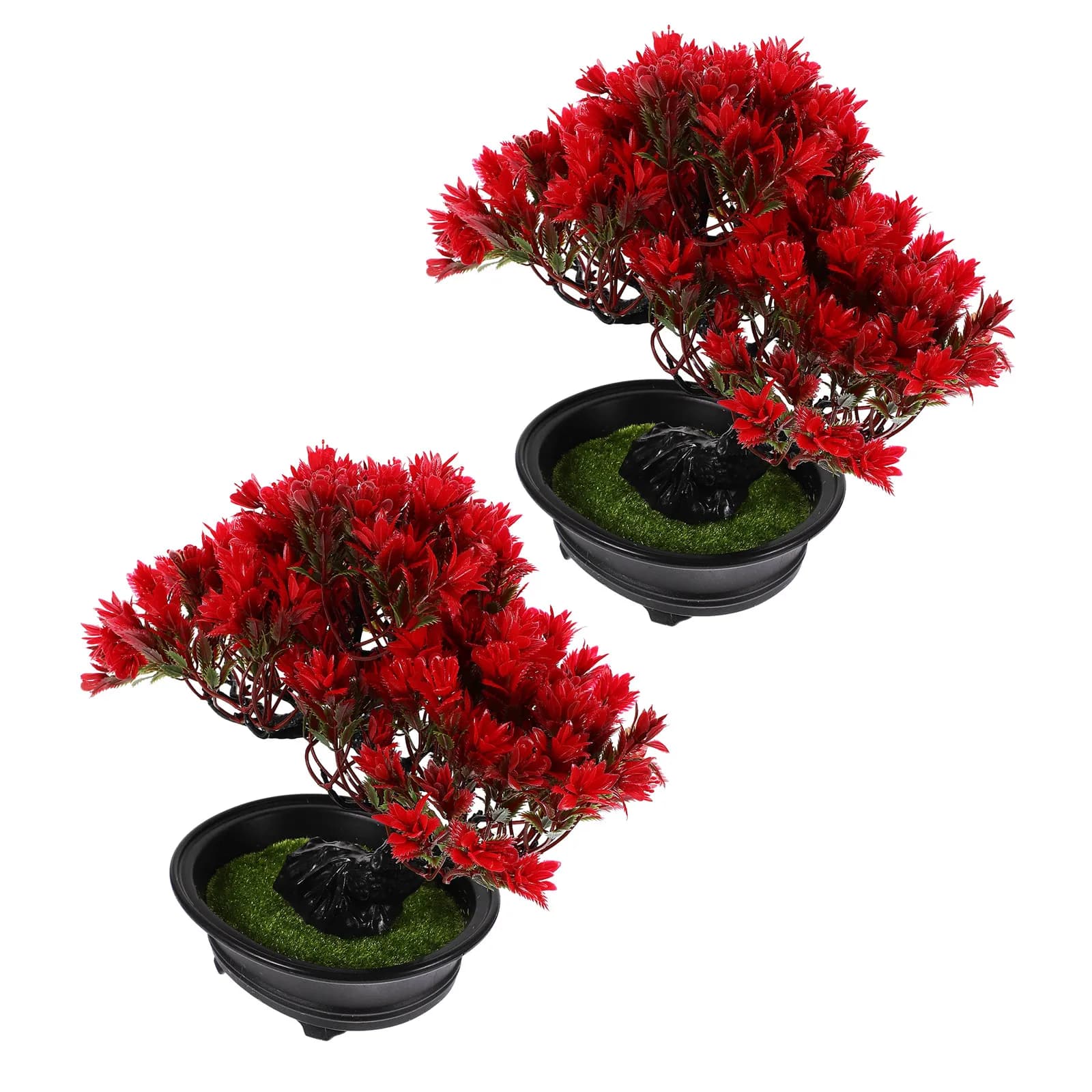 2 Pezzi Bonsai Artificiale di Pino Giapponese in Vaso, Pianta Finta Decorativa per Scrivania Ufficio, Soggiorno, Ingresso, Tavolo di Benvenuto