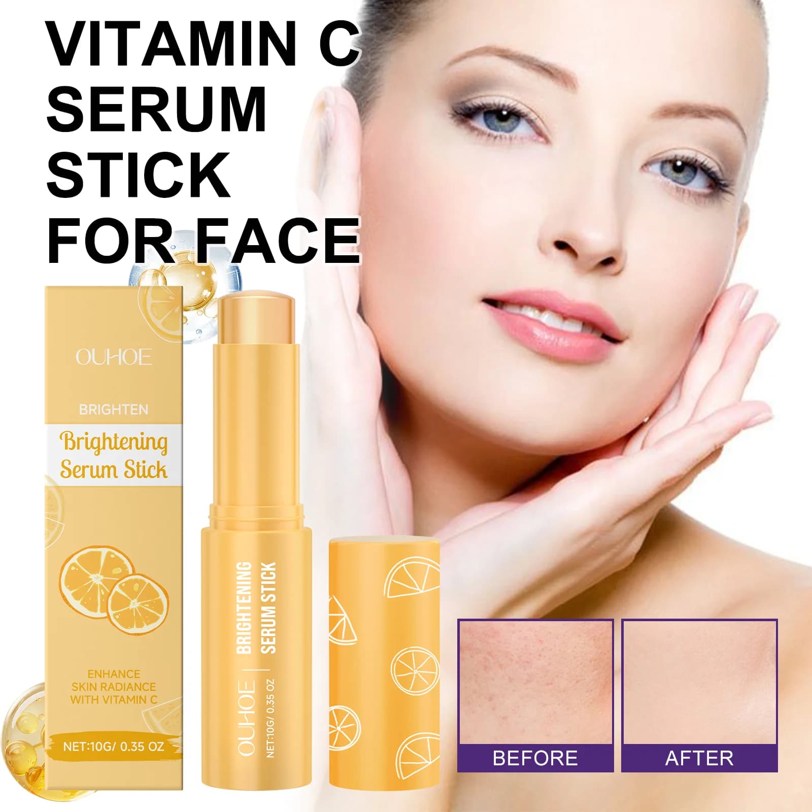 Brightening essence of vitamin C Stick face moisturizing glow boosting moisturizing bar portable serum illuminating for skin opaque 10g