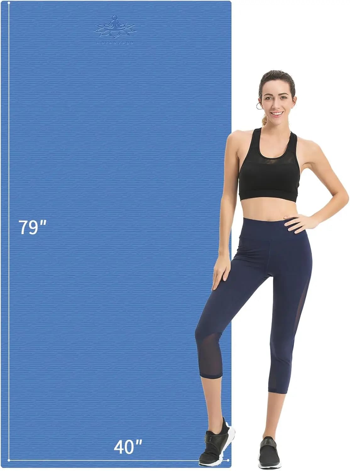 Tappetino Yoga Extra Lungo in TPE 200x100x1,5 cm Antiscivolo per Casa, Palestra, Yoga e Pilates