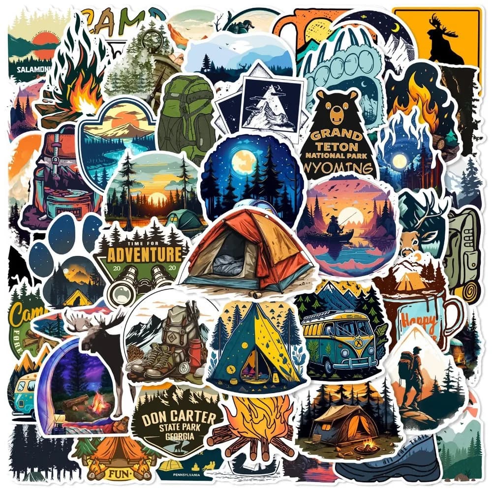 10/25/50 pezzi adesivi da campeggio all'aperto graffiti misti per telefono fai da te laptop valigia skateboard casco moto scrapbooking