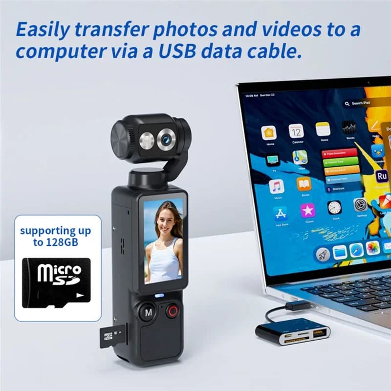 Videocamera sportiva indossabile 4K HD Wi-Fi, mini telecamera sportiva portatile per viaggi, bicicletta, registratore di guida, per moto e vlogging