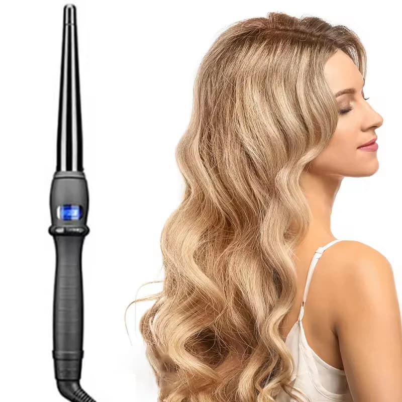 Portable 360° Ceramic Magic Electric Hair Curler LED Display Professional Thin Curling Iron Wand Set Salon Styling Tool