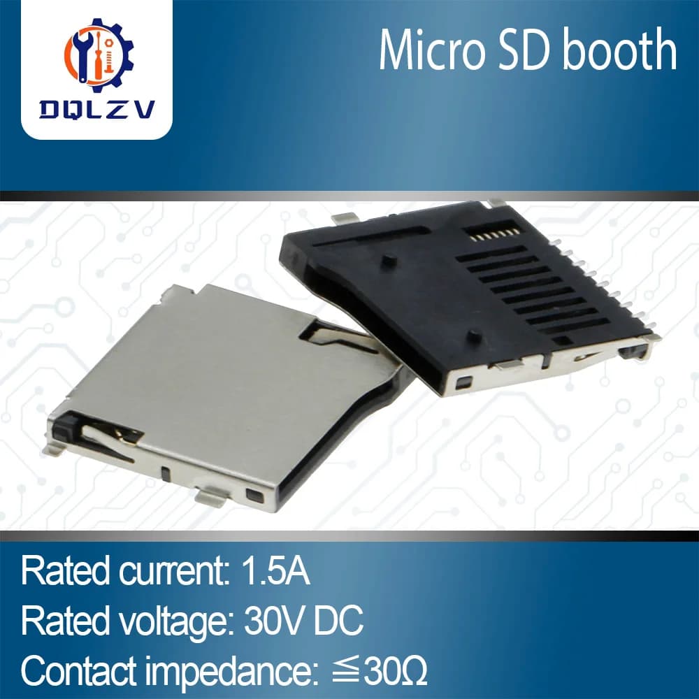 Adattatore per presa scheda SD Connettore PCB automatico Connettori per slot per scheda SD, deck per schede TF, adatto per telefono, tablet, veicolo Naviga