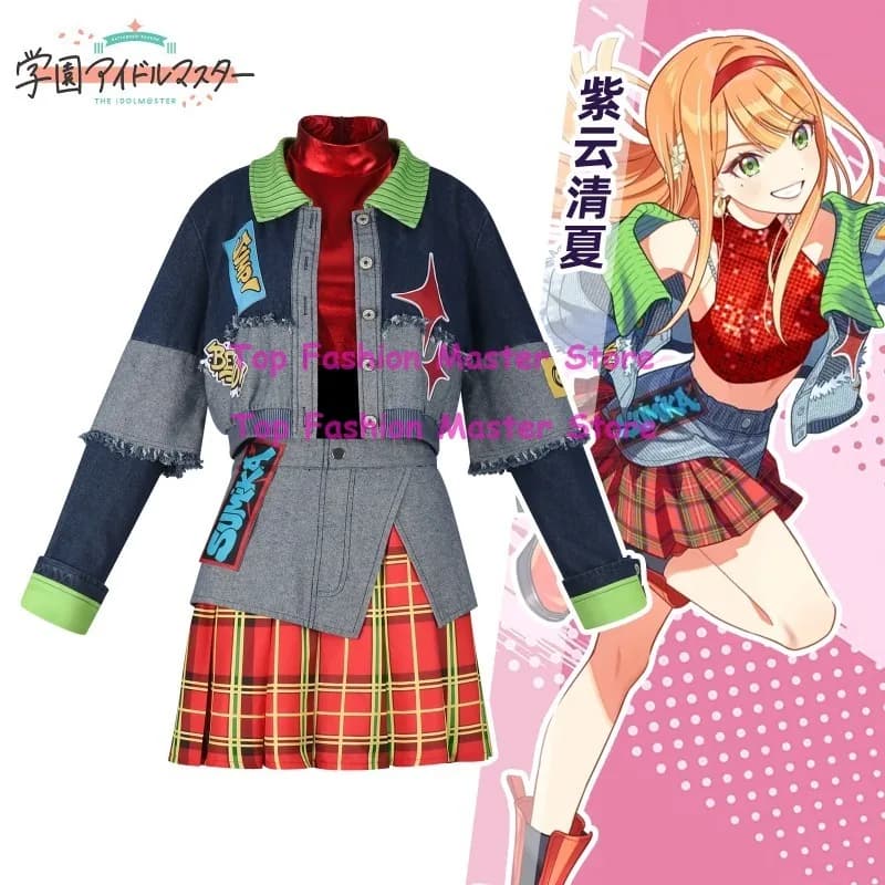 Shiun Sumika Cosplay Anime Idol Master Costume Woman School Uniform Coat Skirt Prop Wig Set Party Role Play Outfit for Women