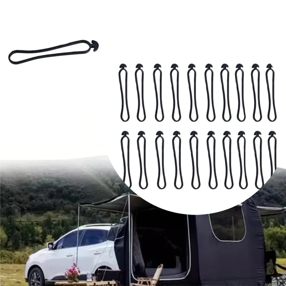 20Pcs Heavy Duty Rubber Anchor Bands Tension Strap For Caravan Awning Gazebo Camping Tent Tarpaulin Secure Fixing Elastic Cord