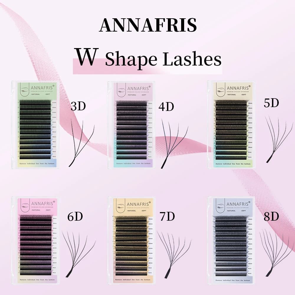 ANNAFRIS Fan Prefabricated Volume YY 3D 4D 5D W Shaped Eyelash W Automatic Flowering W Extension Eyelashes Soft and dense natural mink