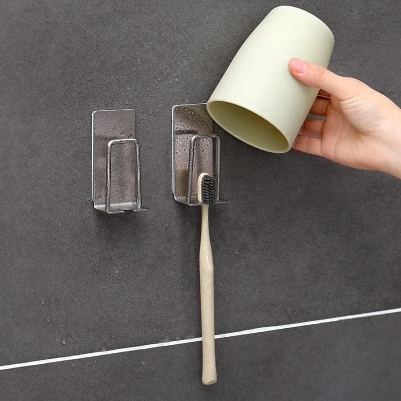 Portaspazzolino in Acciaio Inox da Parete, Porta Rasoio e Organizer per Accessori da Bagno per Casa e Hotel