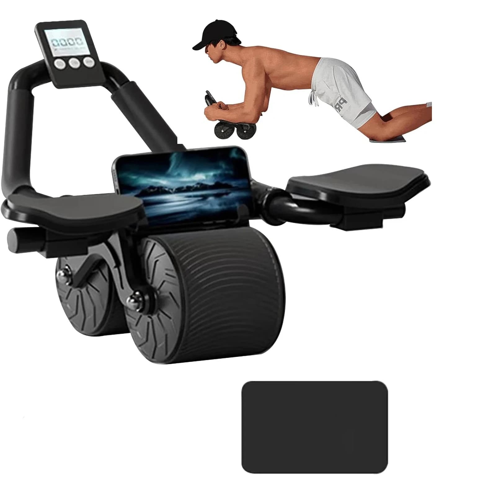 Support for elbow Automatic Rebound Abdominal Wheel Core Muscle Ab Trainer with Bench Display Roller Wheel for Fitness Exercises