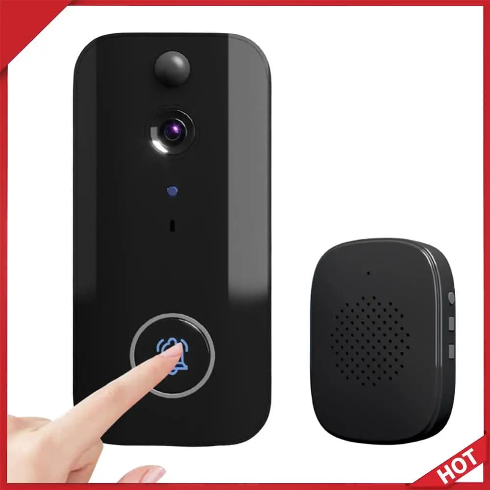 Campanello Video WiFi Wireless con Visione Notturna IR, Telecamera per Campanello con Comunicazione Bidirezionale, Campanello Intelligente per Sistema di Allarme Domestico