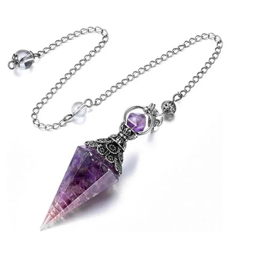 Cristalli curativi naturali 7 Chakra Pendolo per rabdomanzia Divinazione Pietra di quarzo Pendulums Antico Reiki Ciondolo Pendulo Gioielli