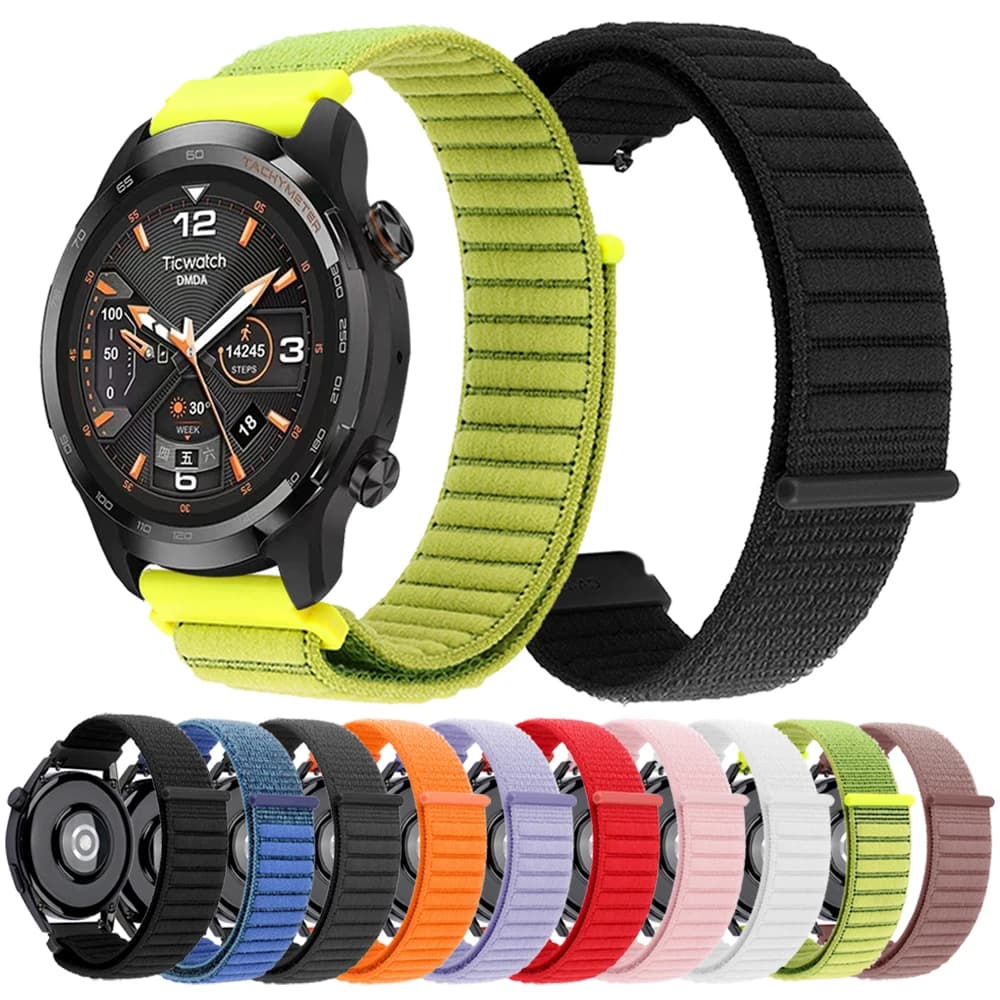 Cinturino di ricambio in nylon 20mm 22mm per TicWatch Pro 2020/2021 Pro 3 cinturino GPS per TicWatch GTW GTX E2 S2 E3 GTH 2 braccialetto
