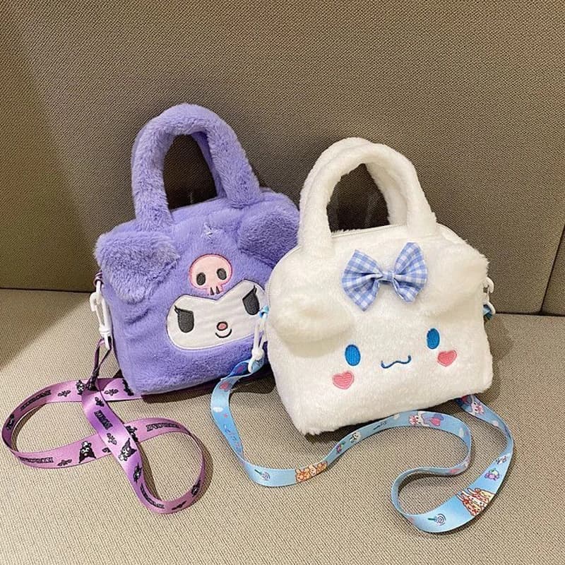 Bag Anime Sanrio Kuromi My Melody Cinnamoroll Cosmetic bag in plush KT Cat Travel bag for woman Birthday Christmas gifts