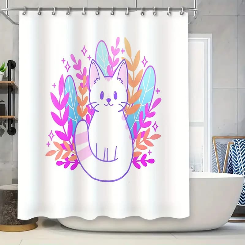 Decorazione estetica per la stanza del gatto Tenda da doccia Modello simpatico gattino Decorazioni per il bagno Arazzo da parete hippie Decorazioni per la casa Doccia anime giapponese