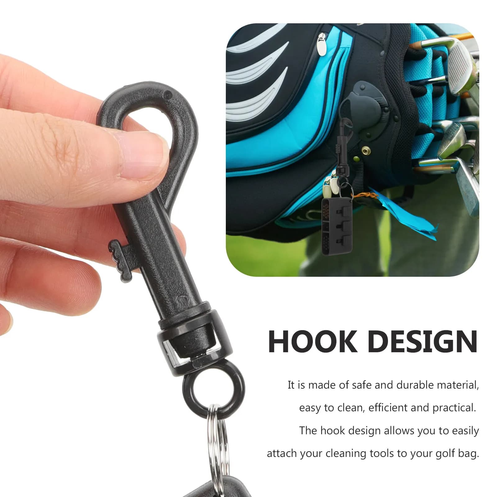 2 spazzole portatili per la pulizia delle mazze da golf con gancio, kit resistente per la pulizia delle scarpe da uomo, accessori per esterni, strumento di pulizia multifunzione
