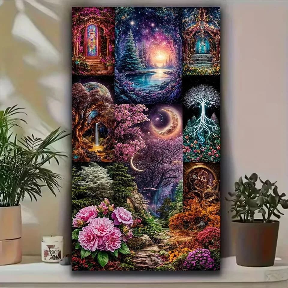 Large Handmade diamond painting full diamond embroidery 5D Abstract Forest Landscape collage mosaic art cross-stitch home decor