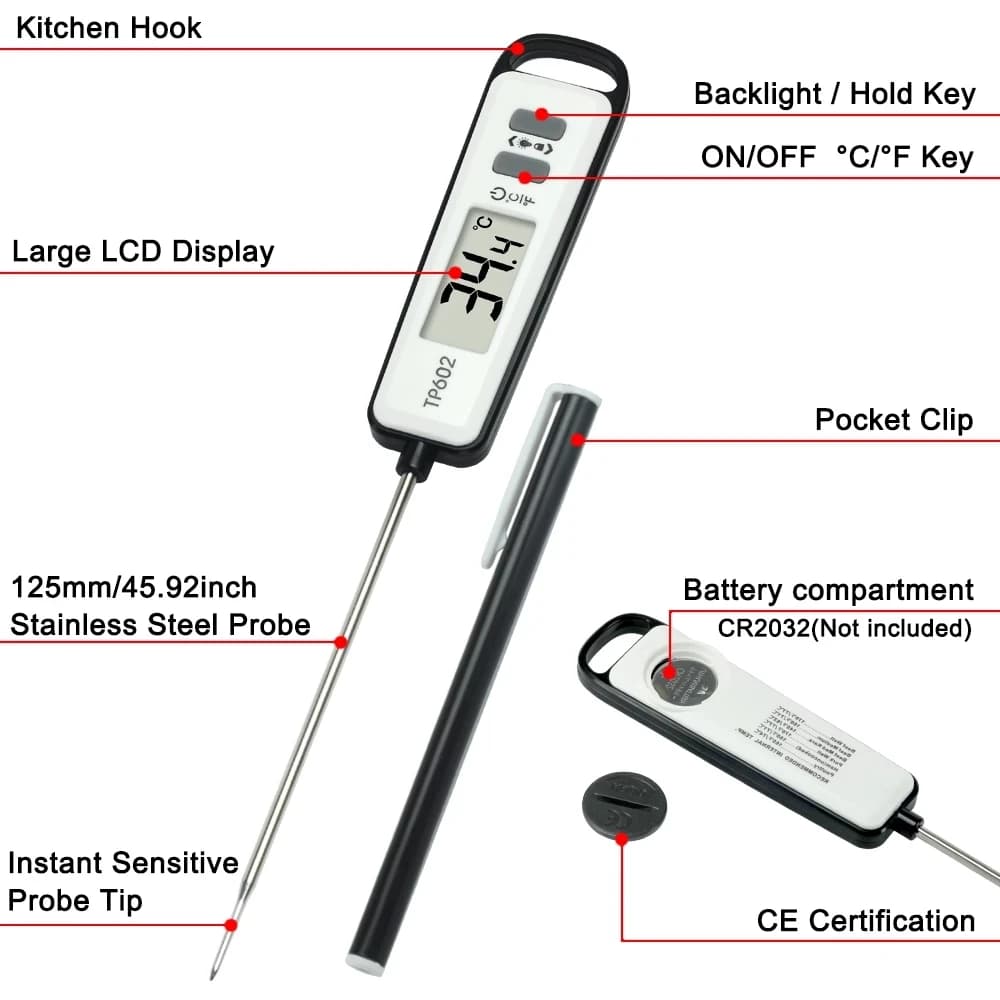 AS94-TP602 Termometro per carne Cucina Digitale Cottura Alimenti Acqua Latte Sonda Elettronica BBQ Strumento di rilevamento della temperatura domestica