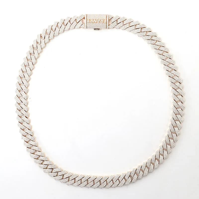 Collana Hip Hop Provenza per uomo Collana girocollo rapper in oro 10 carati Moissanite per donna Catena a maglie cubane Miami Rock da 15 mm