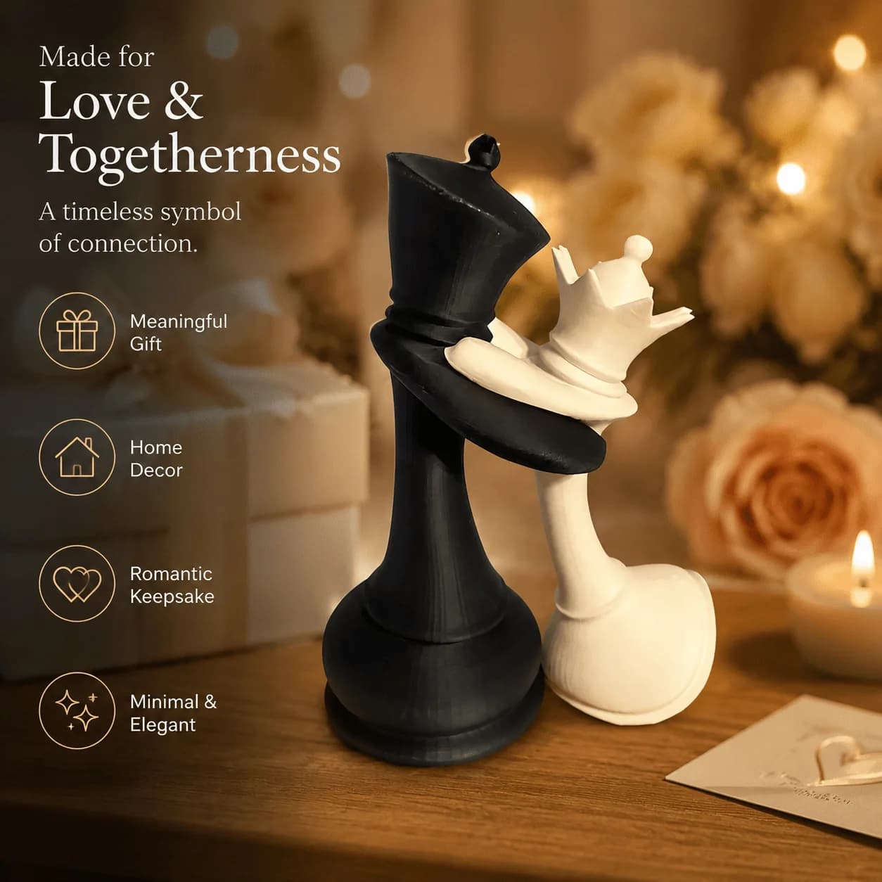 10cm 3D Printed Chess King and Queen Statue Home Decoration Couple Desktop Ornaments Mini Statue Funny Creative Gift