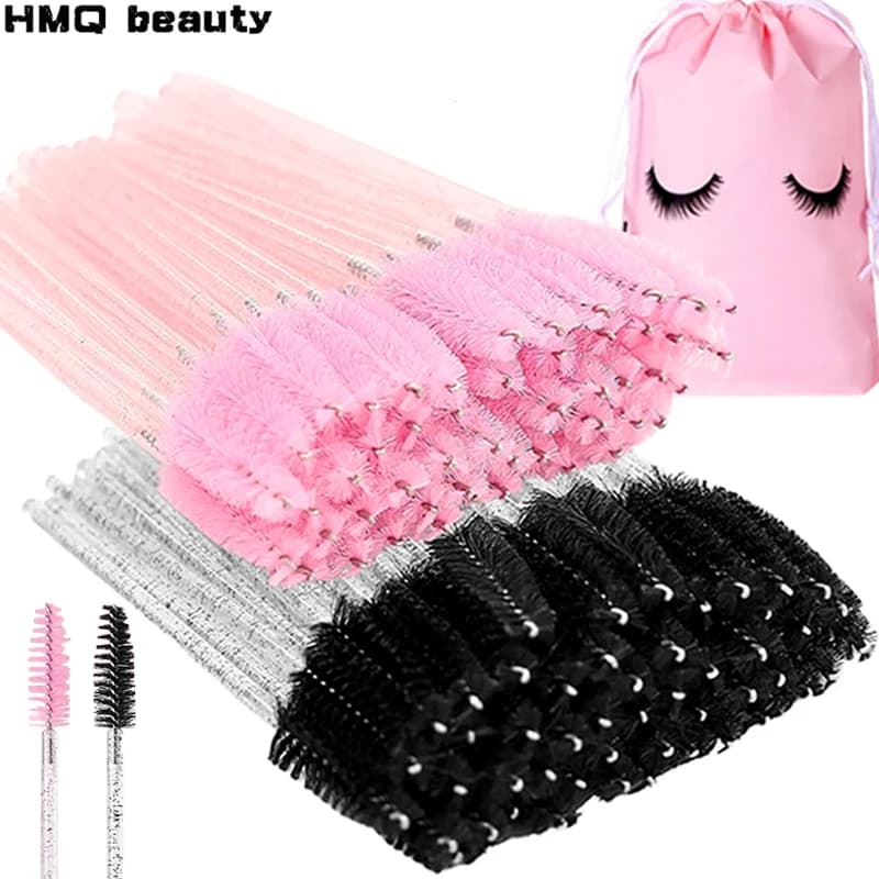 200Pcs Disposable Eyelashes Makeup Brushes Crystal Eyebrow Brush Lash Extension Brushes Spoolies Mascara Wand Beauty Makeup Tool