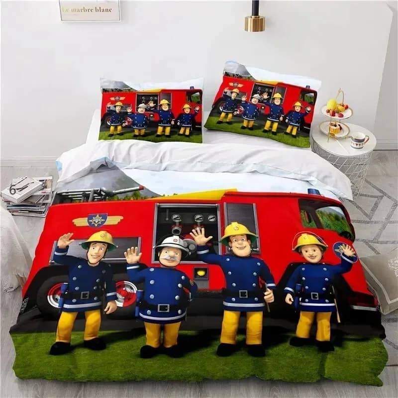 Set biancheria da letto Sam pompiere con stampa 3D Cartoon Copripiumino con federa Singolo Doppio Doppio Completo Queen King Size