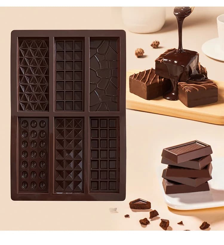 Stampo per cioccolato in silicone a 6 fori, riutilizzabile, antiaderente, proteine, caramelle e biscotti, strumenti per decorare torte fai da te, strumenti per la produzione di caramelle