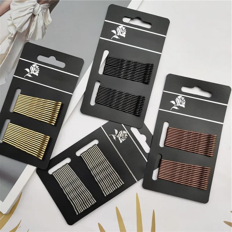 24PCS Nero Paintless Ritenzione del colore Semplice Una parola Clip di base Pratica Clip di capelli Filo Liu Clip di capelli Accessori per capelli Capelli Ca