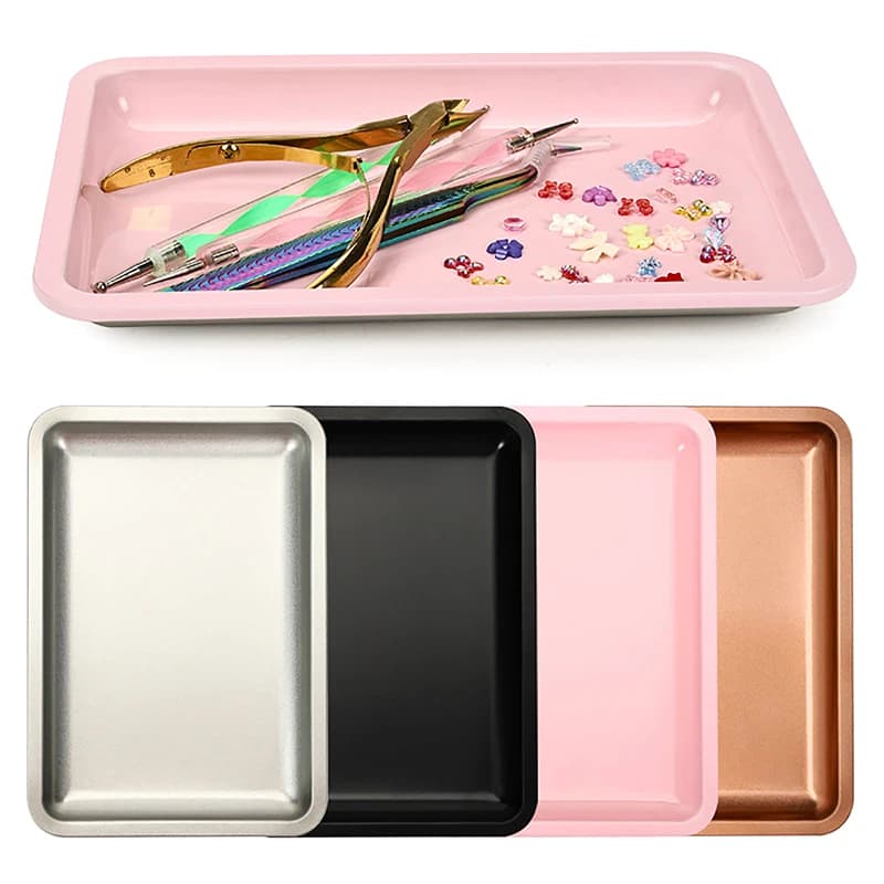 Vassoio portaoggetti da tavolo in acciaio inossidabile Vassoio per strumenti per nail art per gioielli cosmetici Piastra organizer in metallo chirurgico per medico