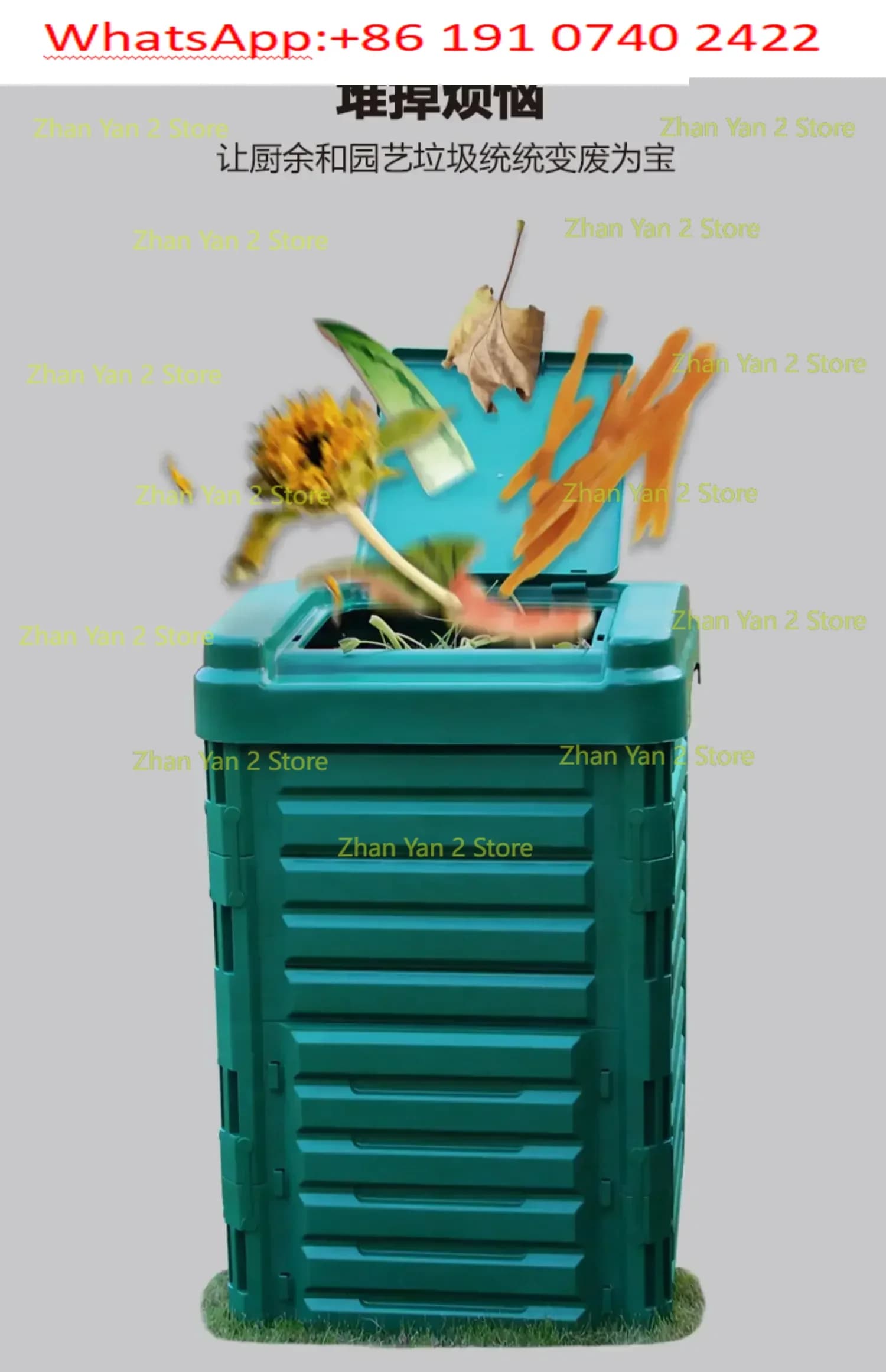 Contenitore per Rifiuti da Giardino, Bidone per Compostaggio Esterno, Compostiera per Accumulo Aerobico, Fermentazione Domestica