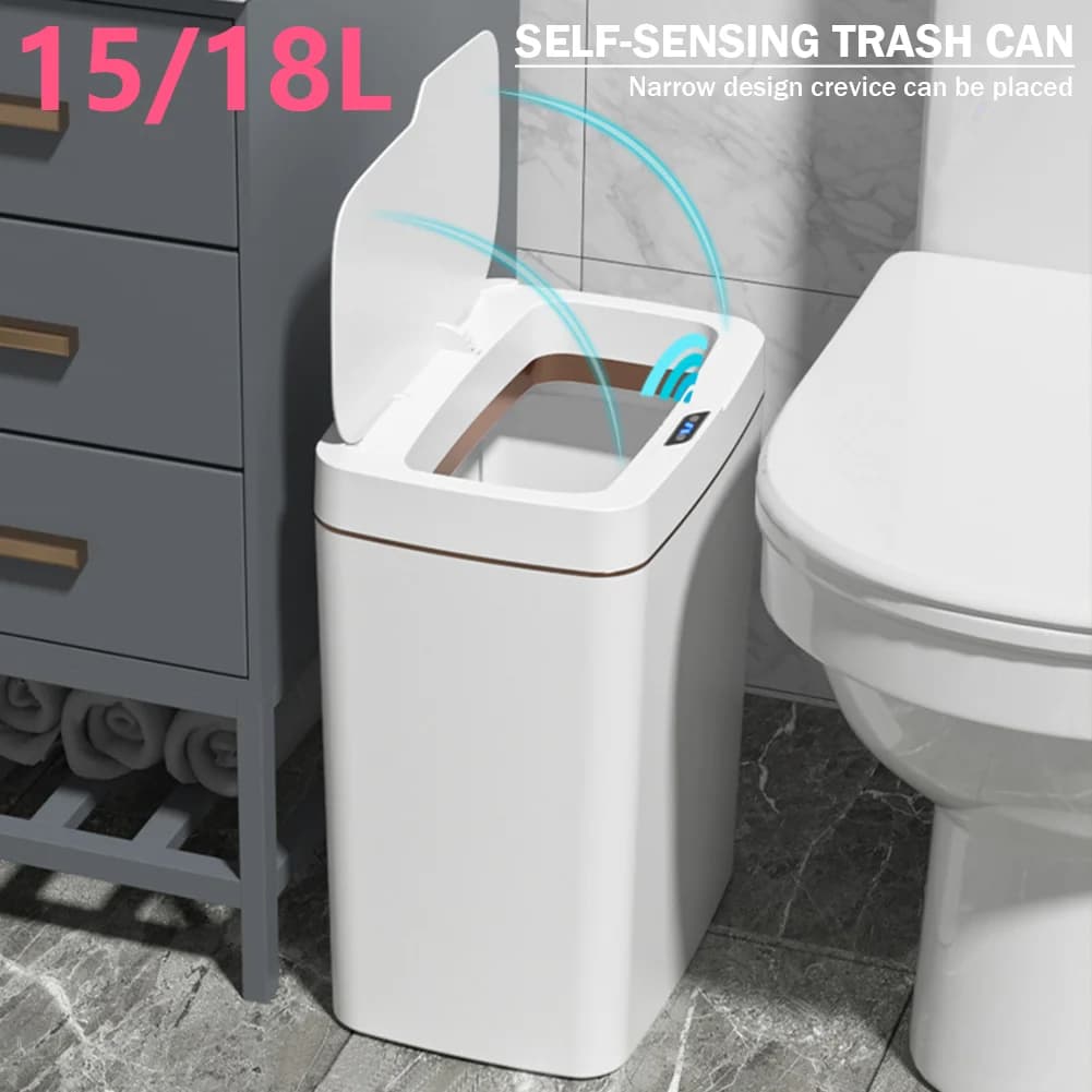 15/18L Smart Sensor cestino della spazzatura secchio della spazzatura impermeabile cucitura stretta cestino della spazzatura automatico cestino della spazzatura per cucina wc camera da letto