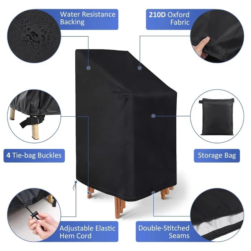 1/2/PCS Stacked Chair Dust Cover Waterproof Dust-proof Patio Garden Furniture Protector Organizer Outdoor Sofa Armchair Cover