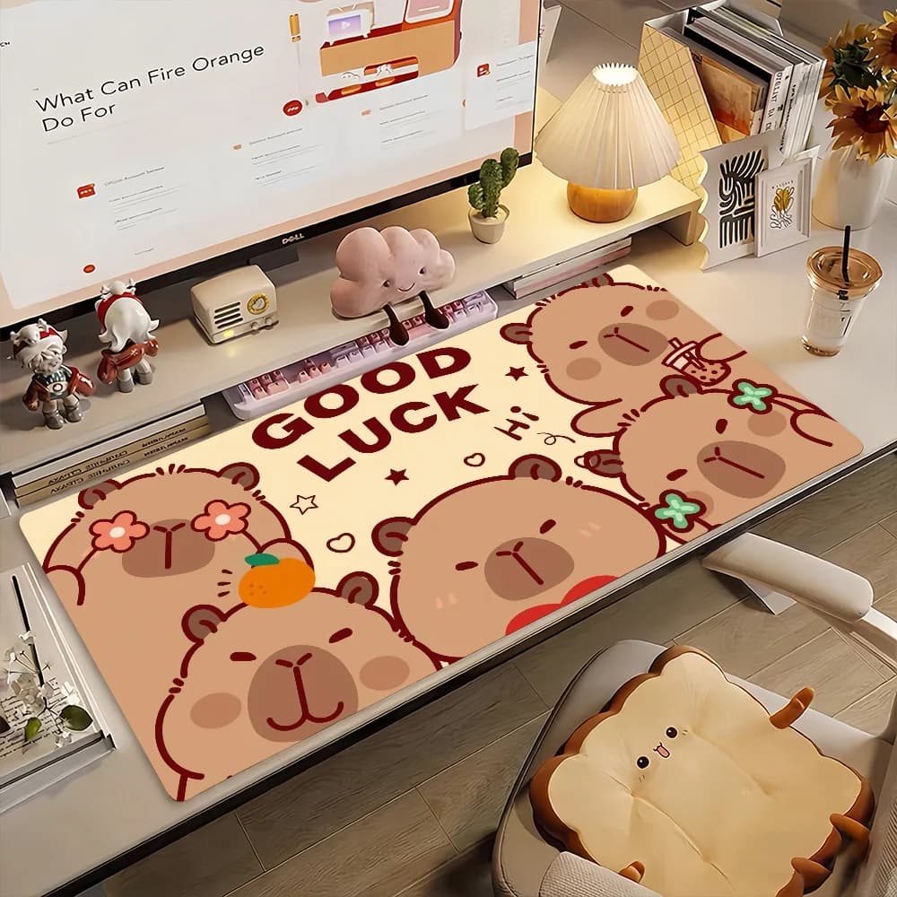 Tappetino per Mouse con Simpatico Cartone Animato di Capibara, Antiscivolo in Gomma, per Gamer, Tappetino per Computer, Decorazione per Scrivania, Grande per Laptop e Ufficio
