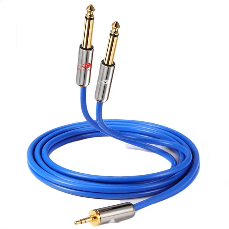 Cavo Audio Hifi Mini Jack da 3.5mm a doppio Jack da 6.35mm 1/4 TS per Console di miscelazione amplificatore 3.5 cavo OFC placcatura in oro 1M 2M 3M 5M