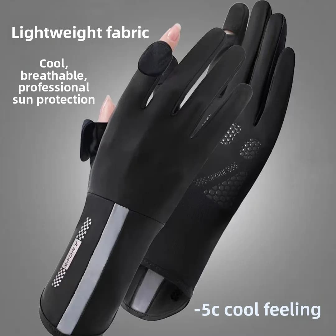 Women Ice Silk Sun Gloves Summer Thin Breathable Outdoor Cycling Anti-slip Touch Screen Half Finger Long Sleeve UV Protection