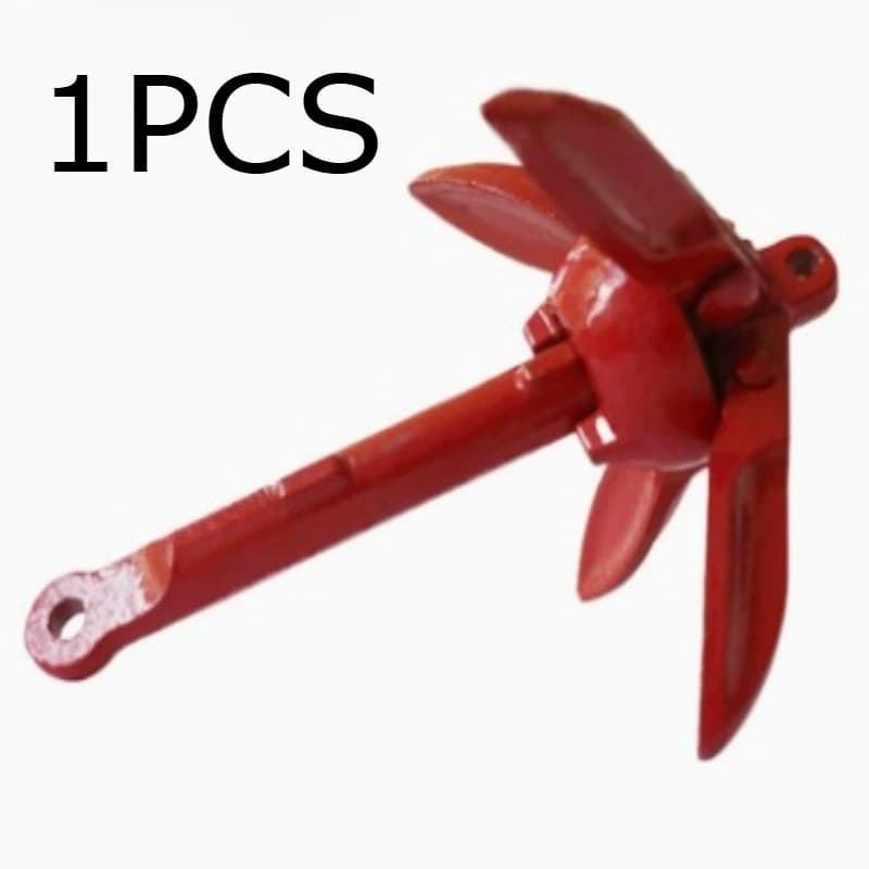 Red Folding Grapnel Anchor Kit for Yachts and Inflatable Boats Collapsible Boat Anchor System Small Stop Anchor for Rubber Boat