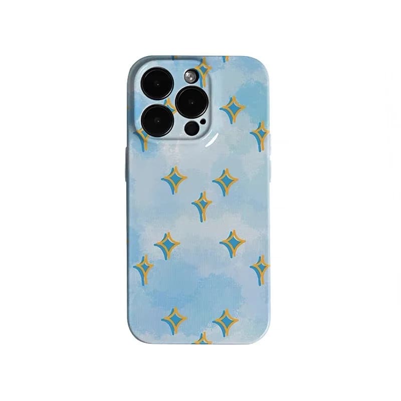 Ins Custodia coreana con stelle gialle cielo blu per IPHONE 16ProMax 15 14 13 12 11 PRO Plus XR Custodie magnetiche per telefono in TPU acrilico due in uno