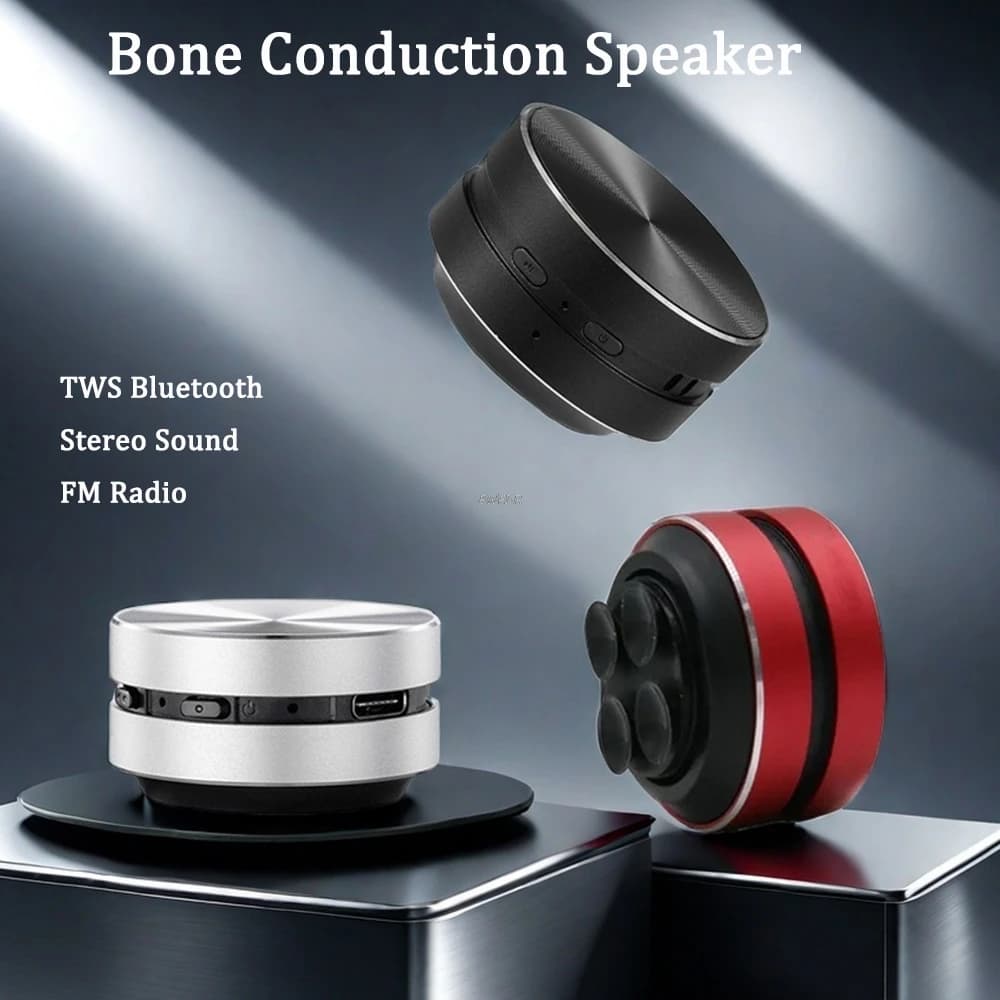 Mini Altoparlante a Conduzione Ossea Bluetooth TWS Wireless Stereo con Doppio Suono, Altoparlanti Hummingbird con Radio FM, Dropshipping