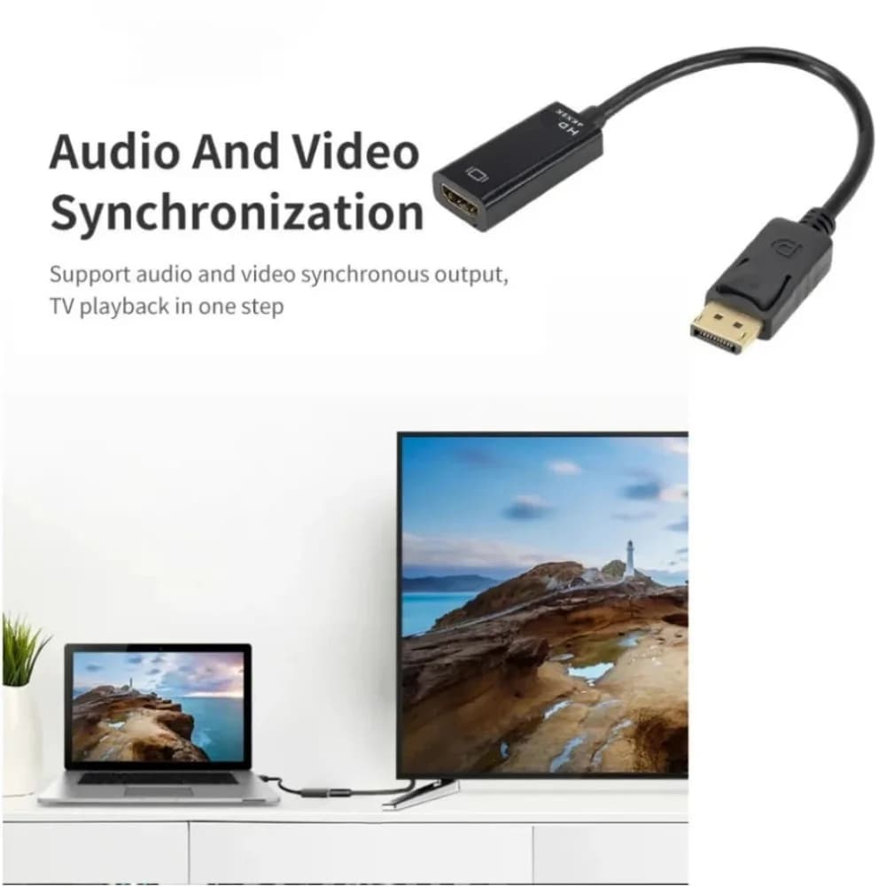 Adattatore per cavo audio video Display Port 4K 1080P, adattatore connettore compatibile da DP a HDMI per laptop, tablet, monitor, TV, proiettore