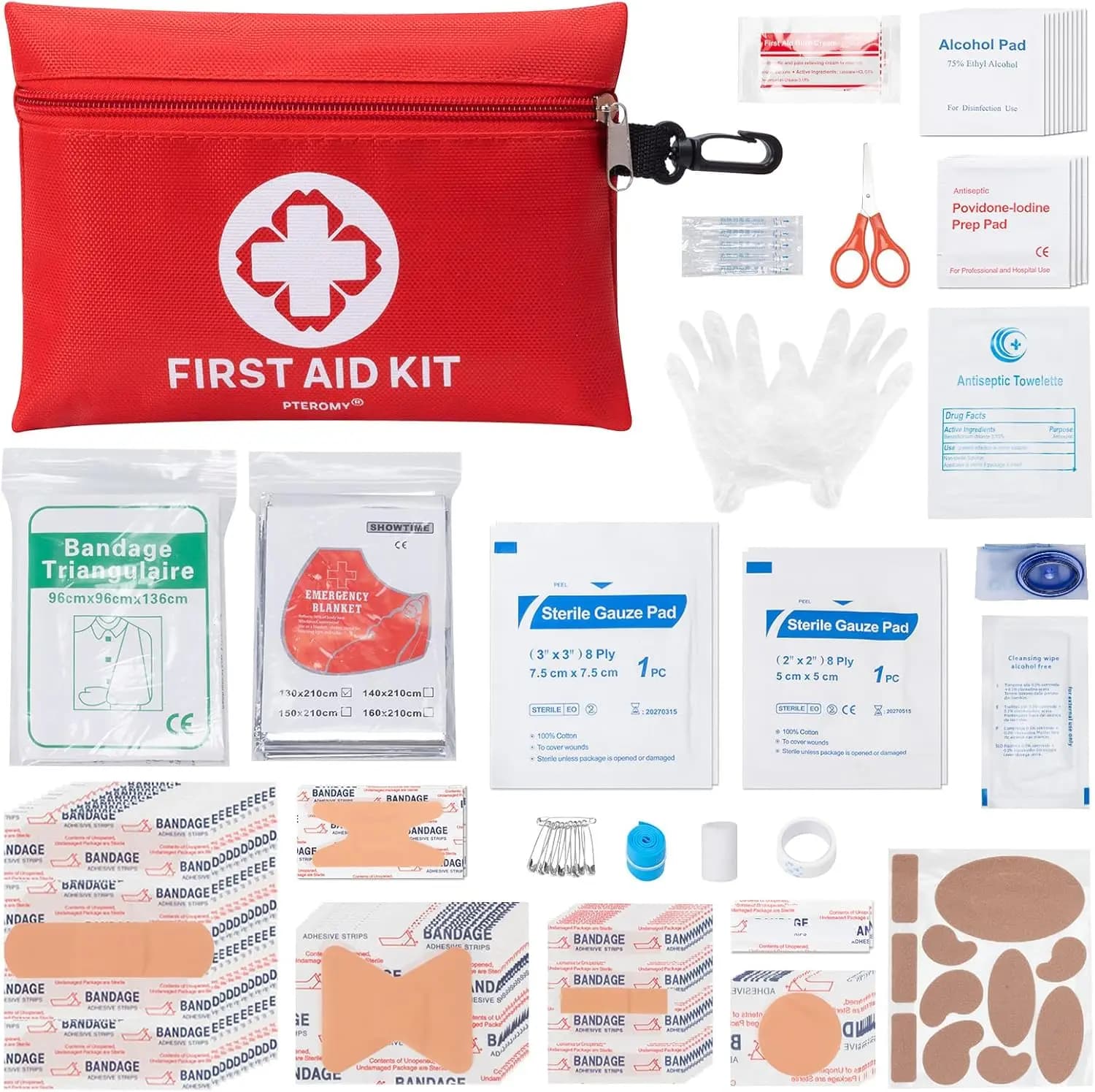 Kit di Pronto Soccorso Mini da 150 Pezzi, Kit di Emergenza Portatile per Auto, Viaggi, Casa, Campeggio, Escursionismo