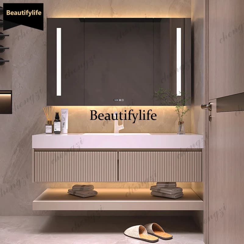 Q181 Modern Organizer Bathroom Cabinet Waterproof Luxury Washroom Bathroom Cabinet Storage Mirror Armoir Salle De Bain Home Furn