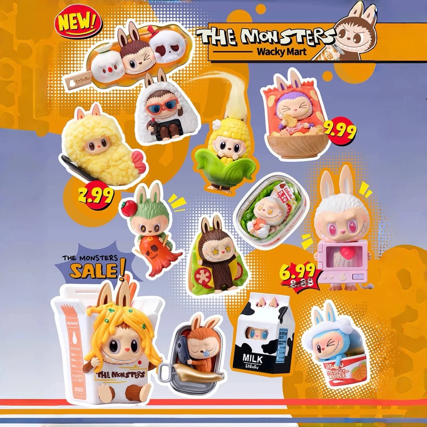 POP MART The Monsters Wacky Mart Series Blind Box Scatola misteriosa autentica Guess Bag Toys Anime Figure Collezione di ornamenti per il desktop